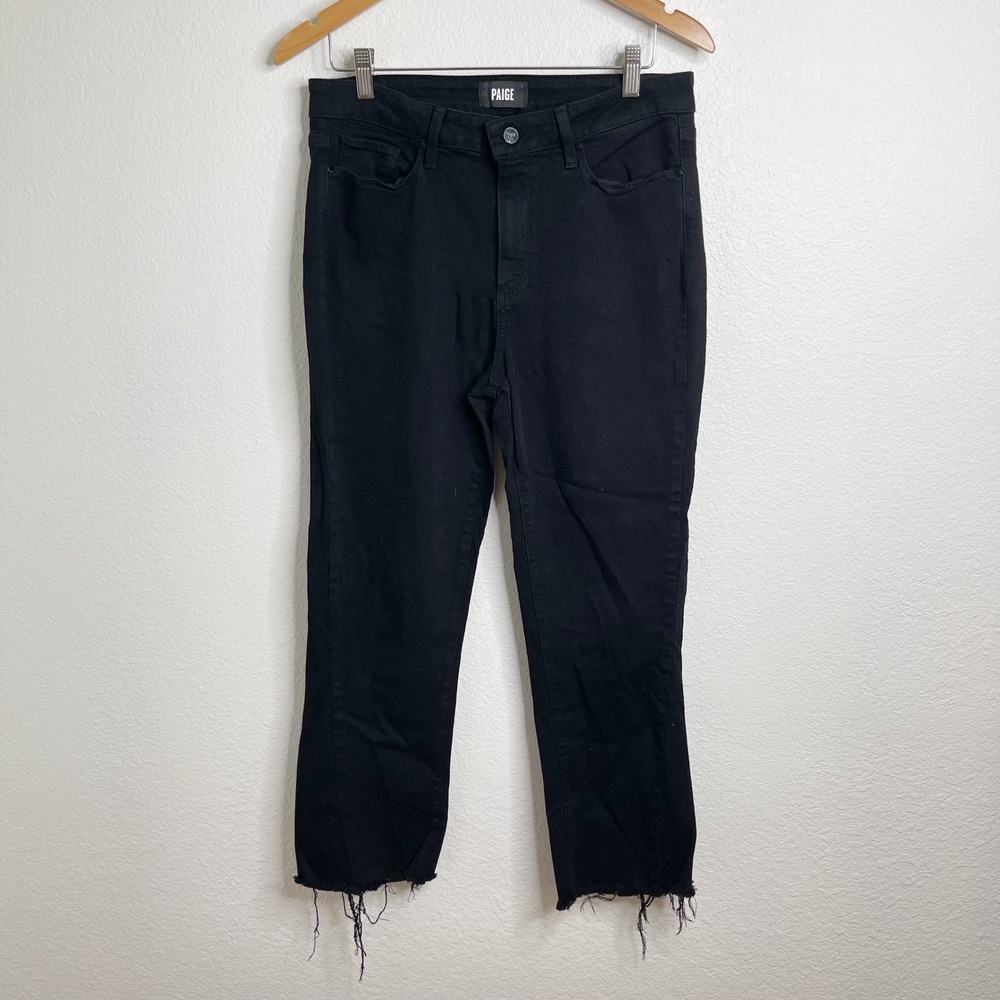 Paige High Rise Manhattan Black High Rise Manhattan Raw Hem Jeans Size 31